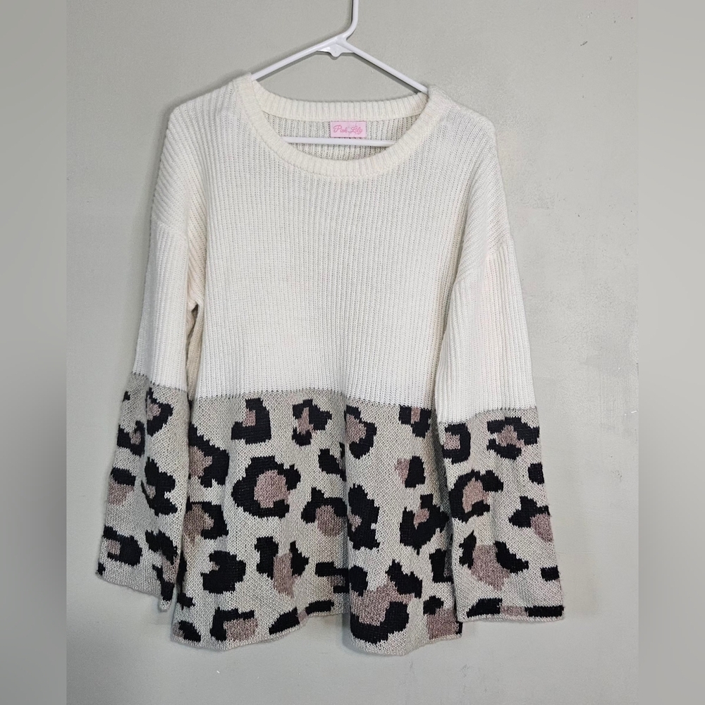 💛💓Pink‎ Lily sweater Size L KNITTED 💛💜